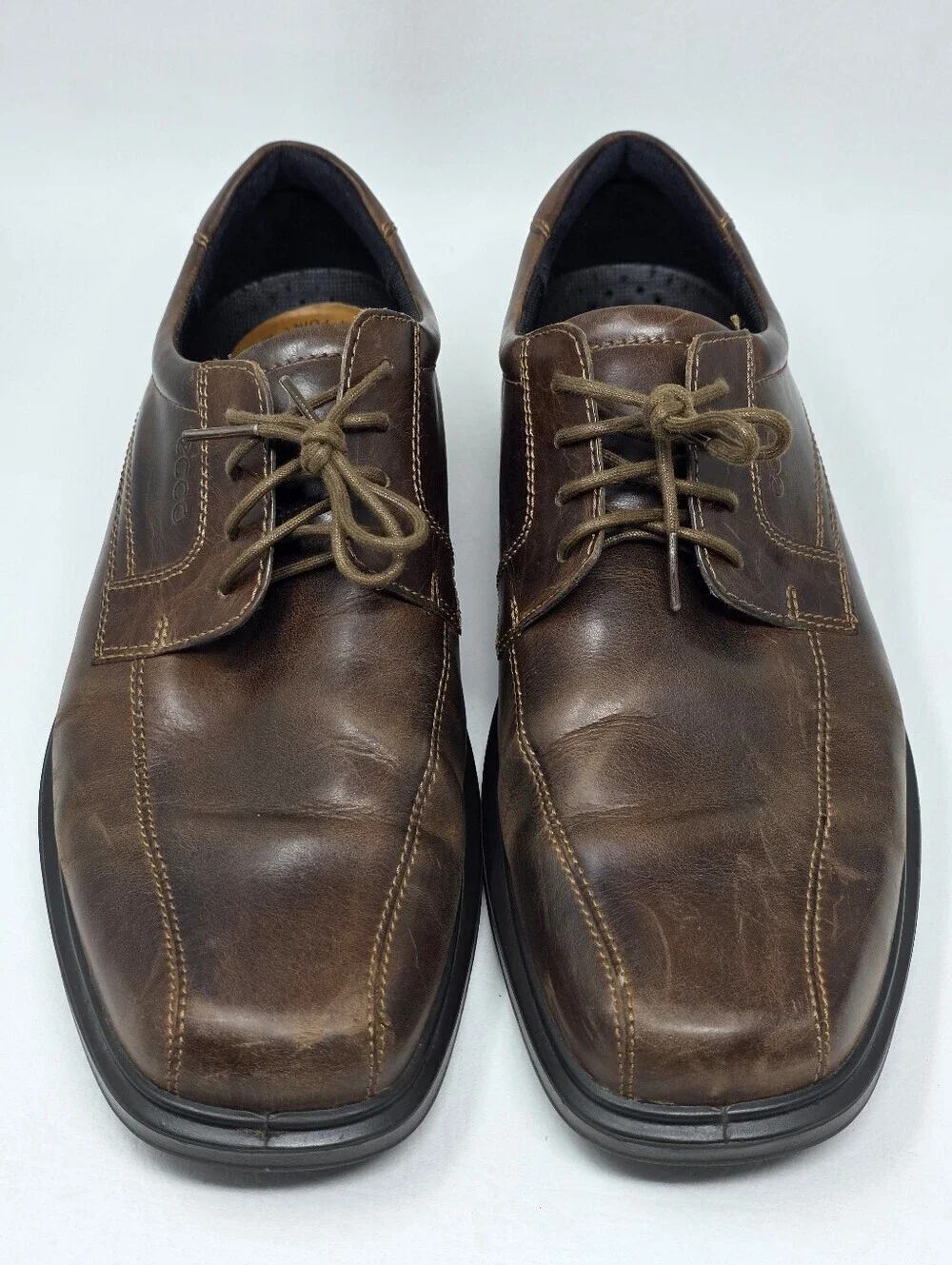 ECCO Shoes Men's Size EU 46 Helsinki Lace Up Oxford Brown Leather Casual